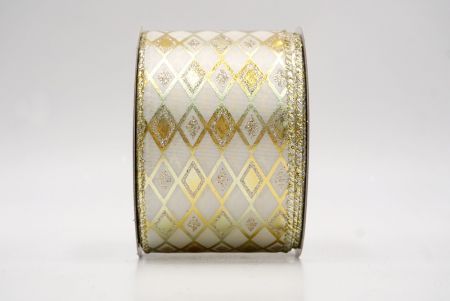 Ruban en fil métallique à paillettes motif diamant crème_KF9691GV-2