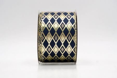 Ruban en fil métallique à paillettes motif diamant bleu marine_KF9691GV-4