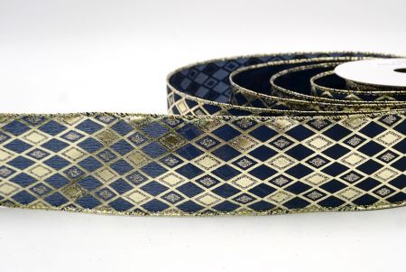 Ruban en fil métallique à paillettes motif diamant bleu marine_KF9691GV-4