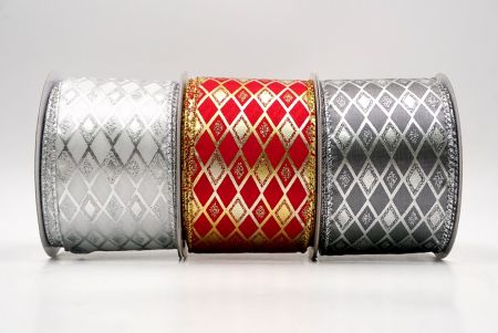 Diamond Pattern Glitter Wired Ribbon - Diamond Pattern Glitter Wired Ribbon