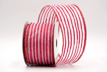 Λευκή/Κόκκινη Διαφανής_Γκλίτερ Λεπτή Ράγα Σατέν Κορδέλα_KF9694GR-1R