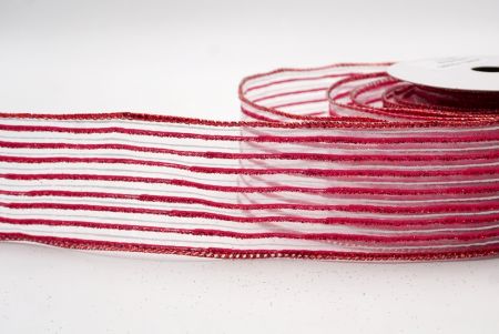 Λευκή/Κόκκινη Διαφανής_Γκλίτερ Λεπτή Ράγα Σατέν Κορδέλα_KF9694GR-1R