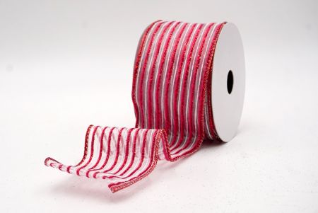 Λευκή/Κόκκινη Διαφανής_Γκλίτερ Λεπτή Ράγα Σατέν Κορδέλα_KF9694GR-1R