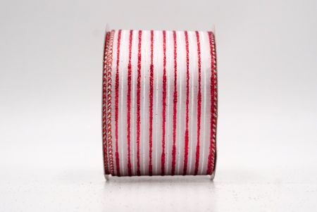 Λευκή/Κόκκινη_Γκλίτερ Λεπτή Ράγα Σατέν Κορδέλα_KF9695GR-1R