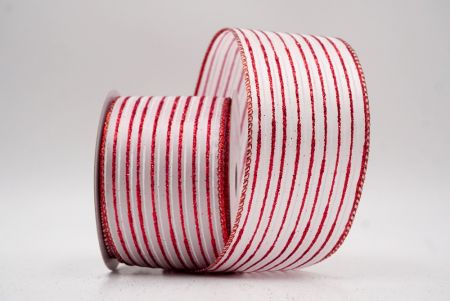 Λευκή/Κόκκινη_Γκλίτερ Λεπτή Ράγα Σατέν Κορδέλα_KF9695GR-1R