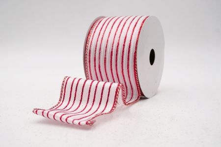Λευκή/Κόκκινη_Γκλίτερ Λεπτή Ράγα Σατέν Κορδέλα_KF9695GR-1R