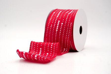 Red/White_Stripe Dot Pattern Wired Ribbon_KF9700GC-7-7