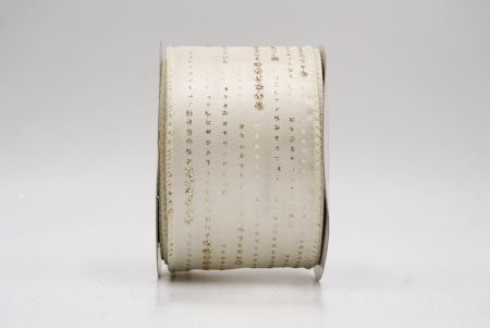 Cream/Gold_Stripe Dot Pattern Wired Ribbon_KF9701GC-2-2