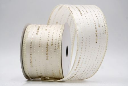 Cream/Gold_Stripe Dot Pattern Wired Ribbon_KF9701GC-2-2