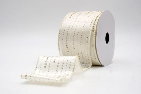 Cream/Gold_Stripe Dot Pattern Wired Ribbon_KF9701GC-2-2