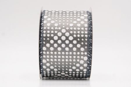 Szara elegancka wstążka z ornamentami na Boże Narodzenie_KF9702GC-50-123
