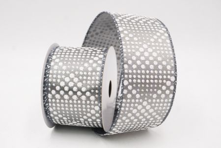 Szara elegancka wstążka z ornamentami na Boże Narodzenie_KF9702GC-50-123