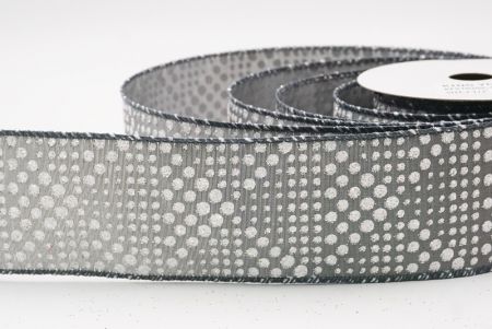 Szara elegancka wstążka z ornamentami na Boże Narodzenie_KF9702GC-50-123