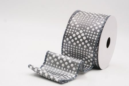 Szara elegancka wstążka z ornamentami na Boże Narodzenie_KF9702GC-50-123