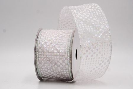 Biała elegancka wstążka z ornamentami na Boże Narodzenie_KF9703GN-1