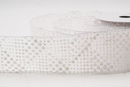 Biała elegancka wstążka z ornamentami na Boże Narodzenie_KF9703GN-1