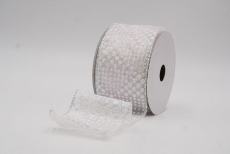 Biała elegancka wstążka z ornamentami na Boże Narodzenie_KF9703GN-1