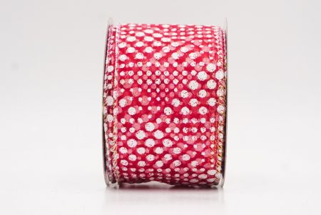 Czerwona - przezroczysta elegancka wstążka z ornamentami na Boże Narodzenie_KF9703GN-7