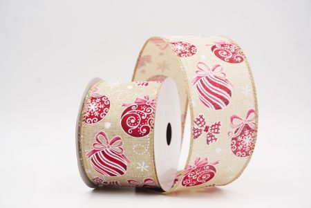 Hellbraune Weihnachtsornamente & Schneeflocken Drahtband_KF9706GC-13-183