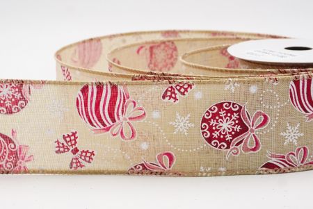 Hellbraune Weihnachtsornamente & Schneeflocken Drahtband_KF9706GC-13-183