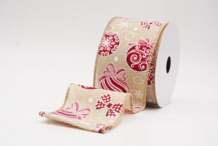 Hellbraune Weihnachtsornamente & Schneeflocken Drahtband_KF9706GC-13-183