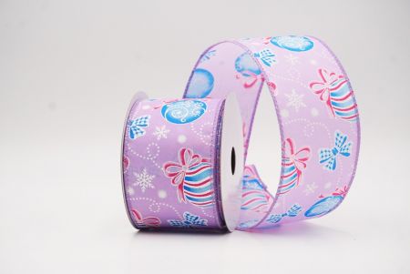 Lila Weihnachtsornamente & Schneeflocken Drahtband_KF9707GC-11-11