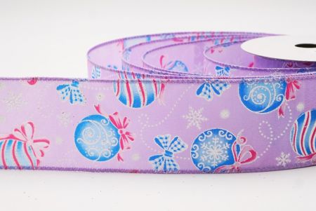 Lila Weihnachtsornamente & Schneeflocken Drahtband_KF9707GC-11-11