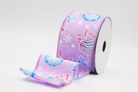 Lila Weihnachtsornamente & Schneeflocken Drahtband_KF9707GC-11-11