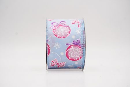 Hellblaue Weihnachtsornamente & Schneeflocken Drahtband_KF9707GC-12-216