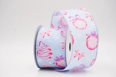 Hellblaue Weihnachtsornamente & Schneeflocken Drahtband_KF9707GC-12-216