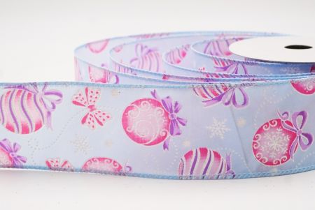 Hellblaue Weihnachtsornamente & Schneeflocken Drahtband_KF9707GC-12-216