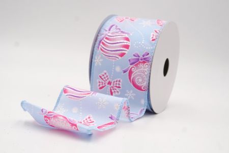 Hellblaue Weihnachtsornamente & Schneeflocken Drahtband_KF9707GC-12-216