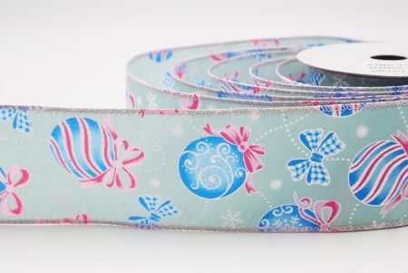 Aqua grüne Weihnachtsornamente & Schneeflocken Drahtband_KF9707GC-15-5