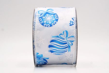 Weiße - Blaue Weihnachtsornamente & Schneeflocken Drahtband_KF9707GC-1B-1