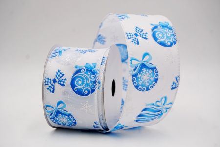 Weiße - Blaue Weihnachtsornamente & Schneeflocken Drahtband_KF9707GC-1B-1