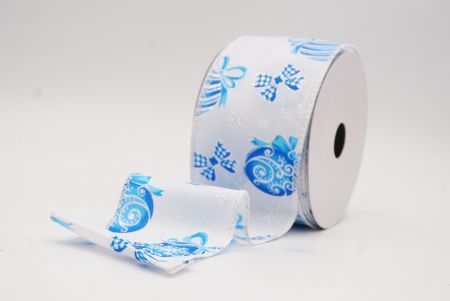 Weiße - Blaue Weihnachtsornamente & Schneeflocken Drahtband_KF9707GC-1B-1