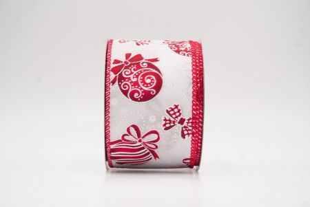 Weiße - Rote Weihnachtsornamente & Schneeflocken Drahtband_KF9707GC-1R-7
