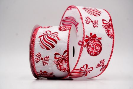 Weiße - Rote Weihnachtsornamente & Schneeflocken Drahtband_KF9707GC-1R-7