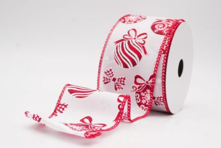 Weiße - Rote Weihnachtsornamente & Schneeflocken Drahtband_KF9707GC-1R-7