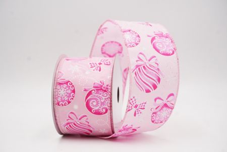 Rosa Weihnachtsornamente & Schneeflocken Drahtband_KF9707GC-5-5