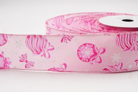 Rosa Weihnachtsornamente & Schneeflocken Drahtband_KF9707GC-5-5