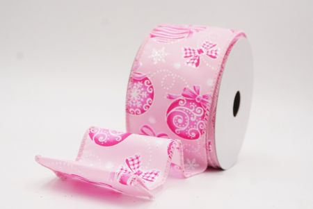 Rosa Weihnachtsornamente & Schneeflocken Drahtband_KF9707GC-5-5