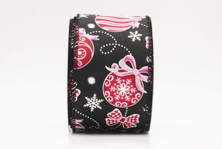 Schwarze Weihnachtsornamente & Schneeflocken Drahtband_KF9707GC-53-53