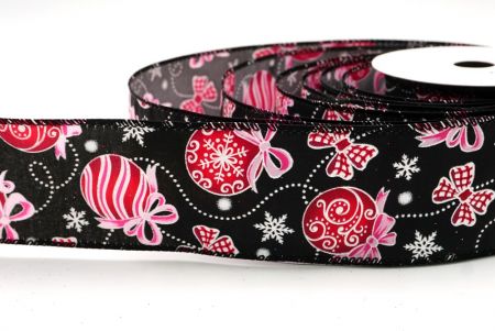 Schwarze Weihnachtsornamente & Schneeflocken Drahtband_KF9707GC-53-53