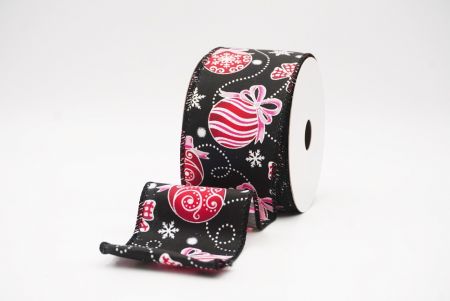 Schwarze Weihnachtsornamente & Schneeflocken Drahtband_KF9707GC-53-53