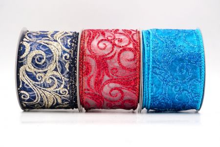 Glitter Filigree Swirl Wired Ribbon - Glitter Filigree Swirl Wired Ribbon