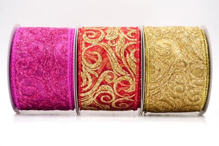 Glitter Filigree Swirl Wired Ribbon_KF9708.KF9709.KF9710