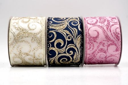 Glitter Filigree Swirl Wired Ribbon_KF9708.KF9709.KF9710