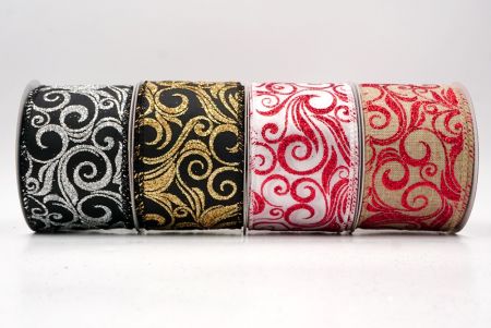 Glitter Filigree Swirl Wired Ribbon_KF9708.KF9709.KF9710