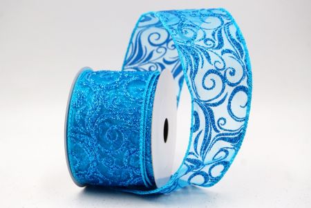 Sky Blue Sheer_Glitter Filigree Swirl Wired Ribbon_KF9708GC-55-213
